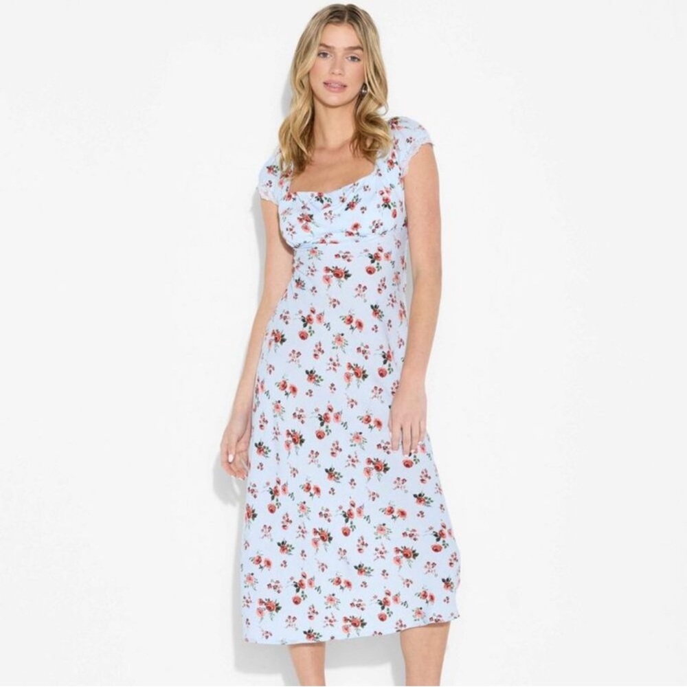 Wild Fable Light Blue Floral Midi Dress